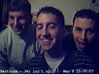 Bertocam with Gingo, Jon, and Jer in the freshman year dorm (Taylor Tower) at Ohio State